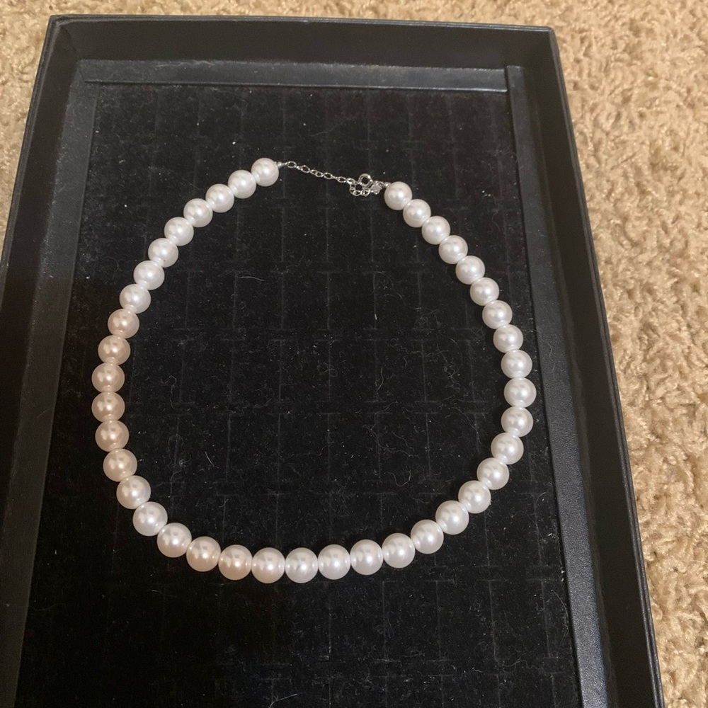 New White Pearl Necklace sterling silver 925 closure